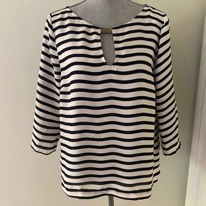 Zara Basics Blue and White Striped Blouse